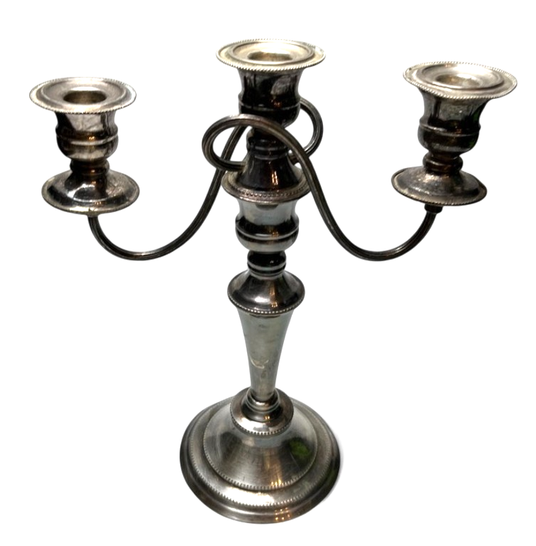Vintage Silver Plated Three Arm Candelabra Ornate Table Centrepiece 33cm