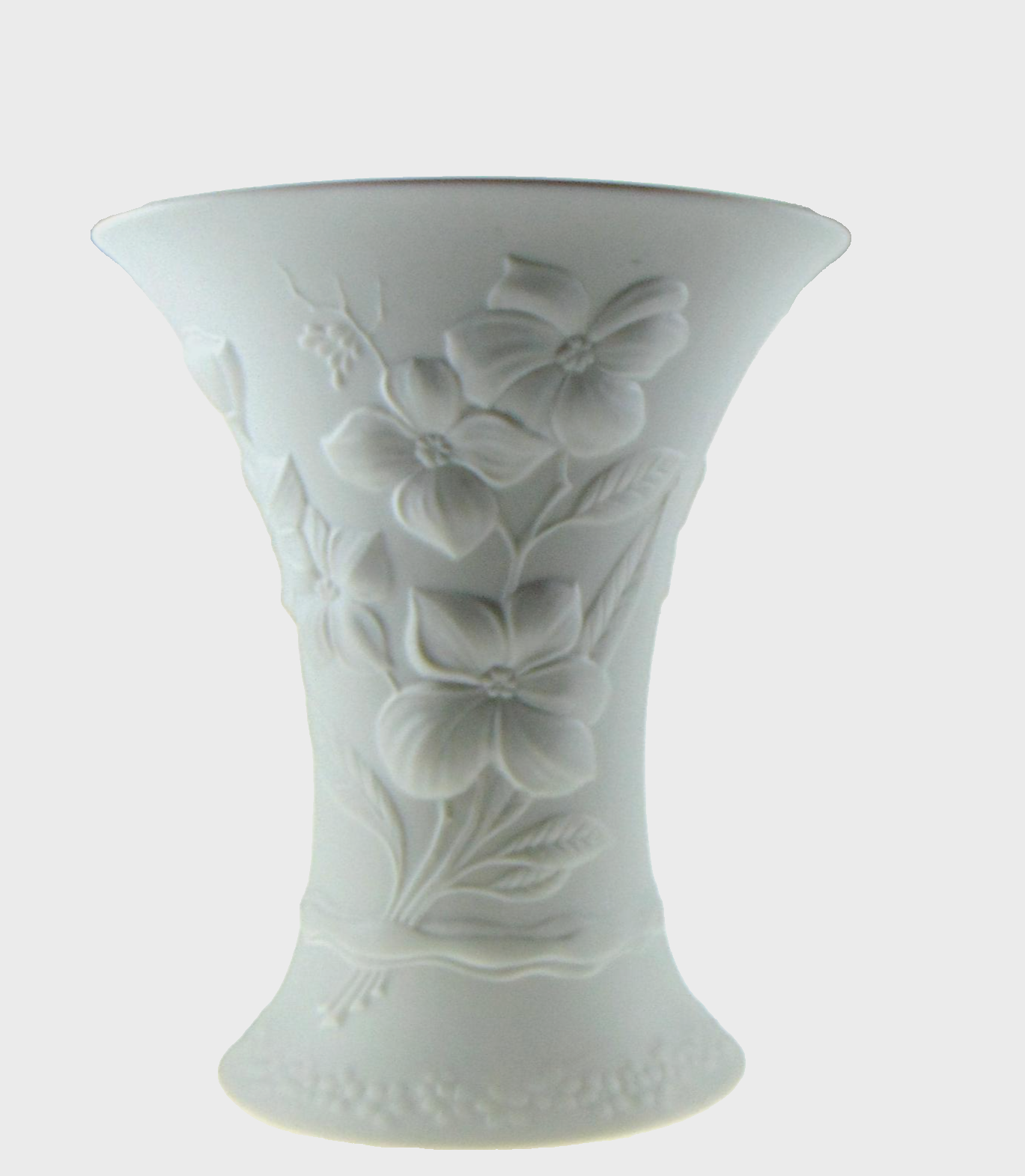 Vintage AK Kaiser Bisque Porcelain Vase Germany Floral Relief 21cm