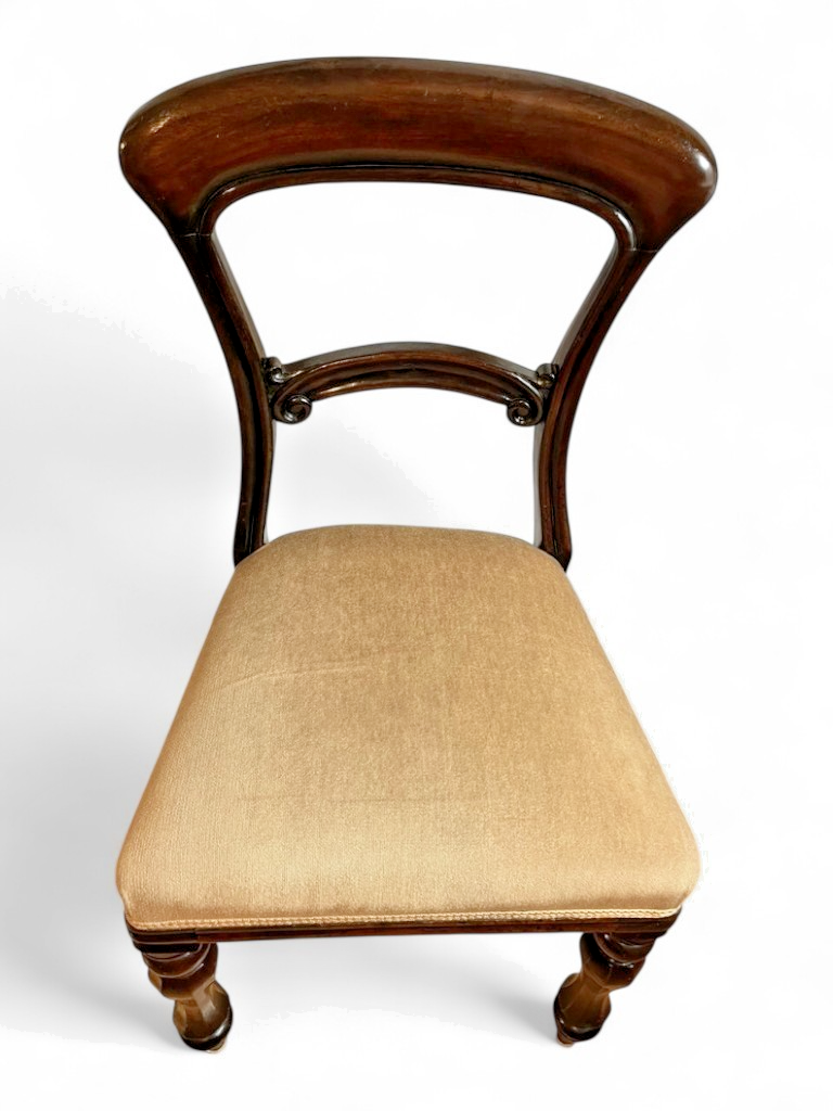 Pair or Single Antique Victorian Balloon Back Chair Mahogany Upholstered Seat