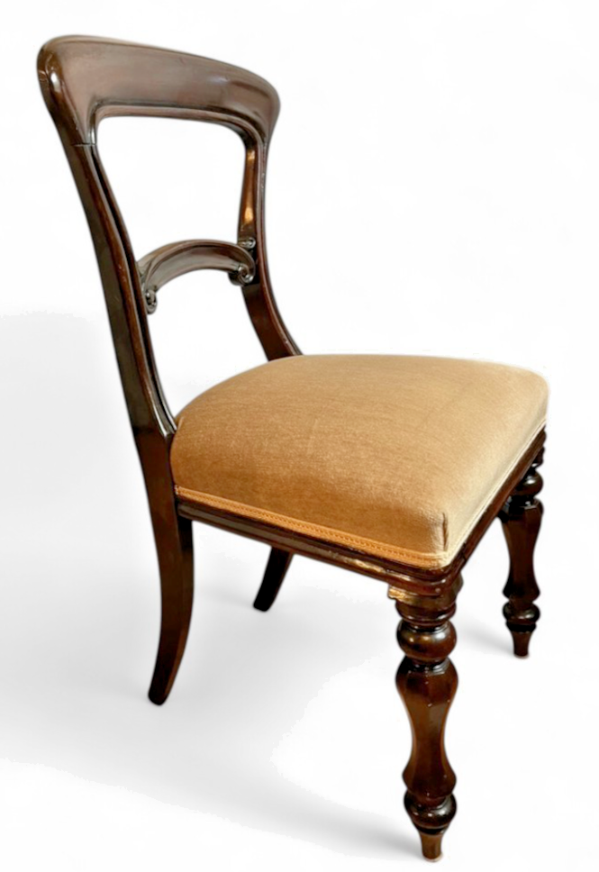 Pair or Single Antique Victorian Balloon Back Chair Mahogany Upholstered Seat