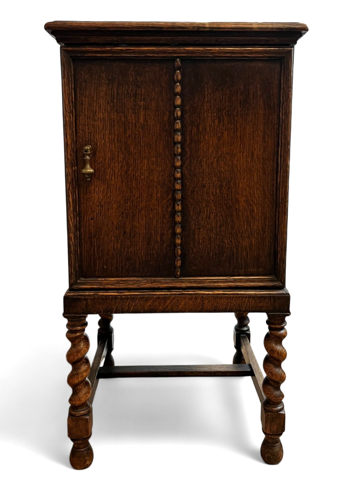 Antique Oak Cabinet with Barley Twist Legs Early 20th Century Bedside Cabinet