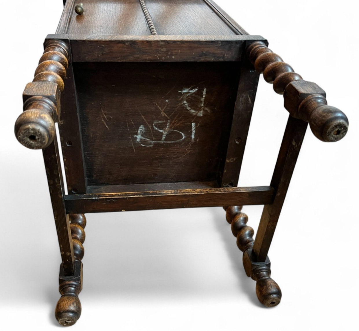 Antique Oak Cabinet with Barley Twist Legs Early 20th Century Bedside Cabinet