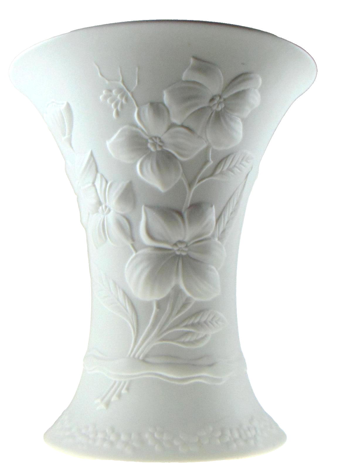 Vintage AK Kaiser Bisque Porcelain Vase Germany Floral Relief 21cm