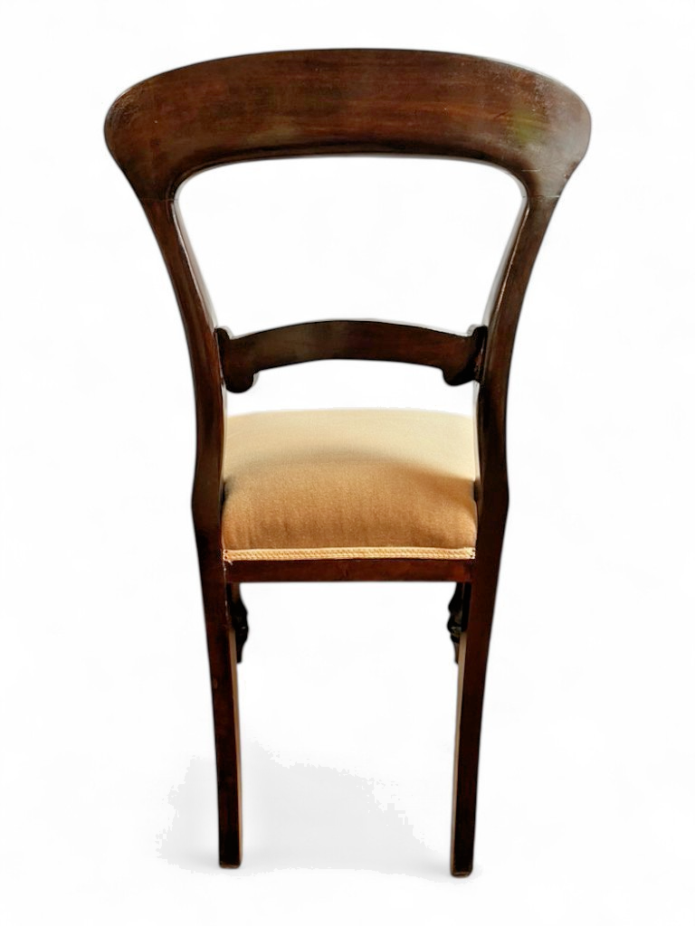 Pair or Single Antique Victorian Balloon Back Chair Mahogany Upholstered Seat