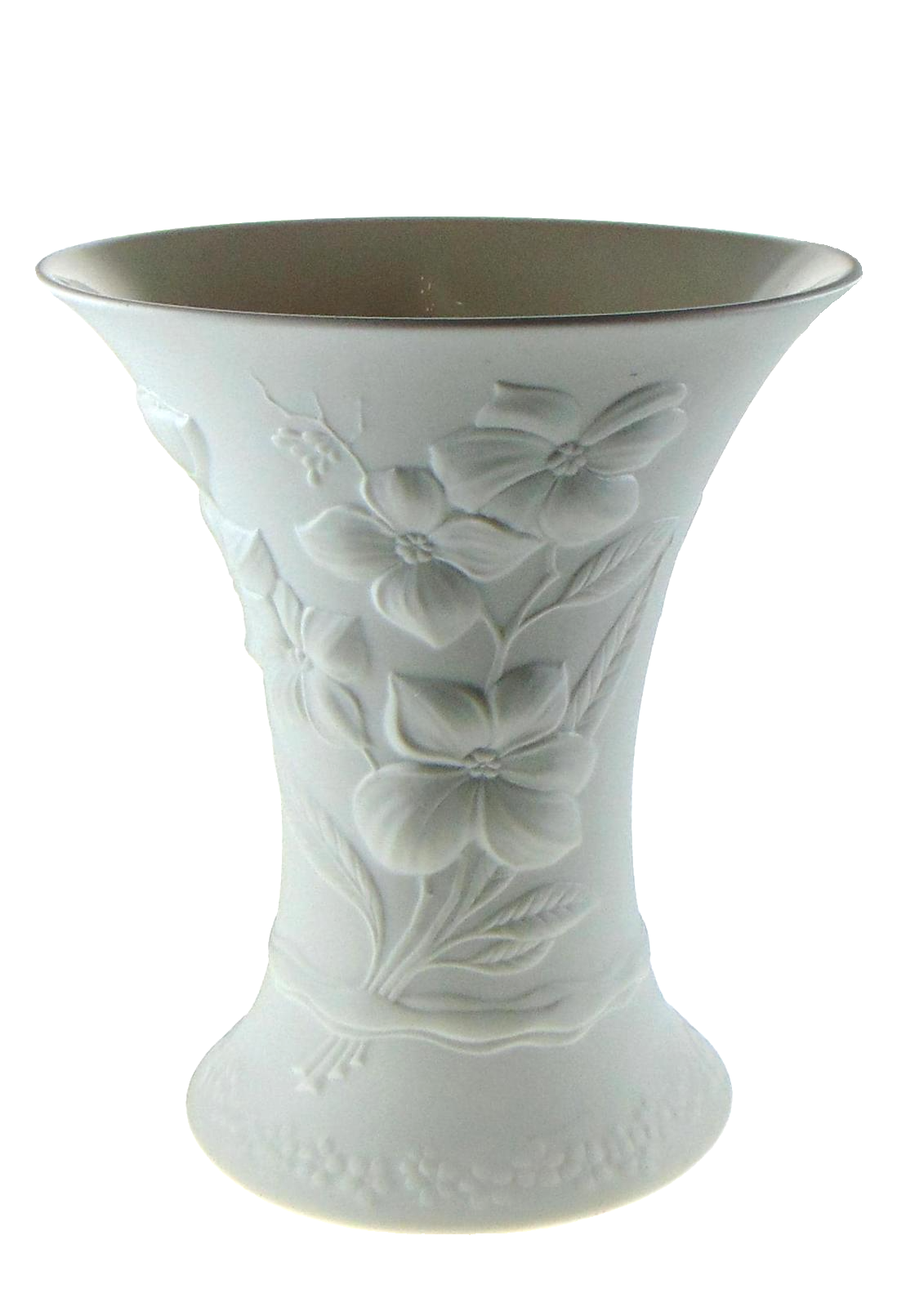Vintage AK Kaiser Bisque Porcelain Vase Germany Floral Relief 21cm
