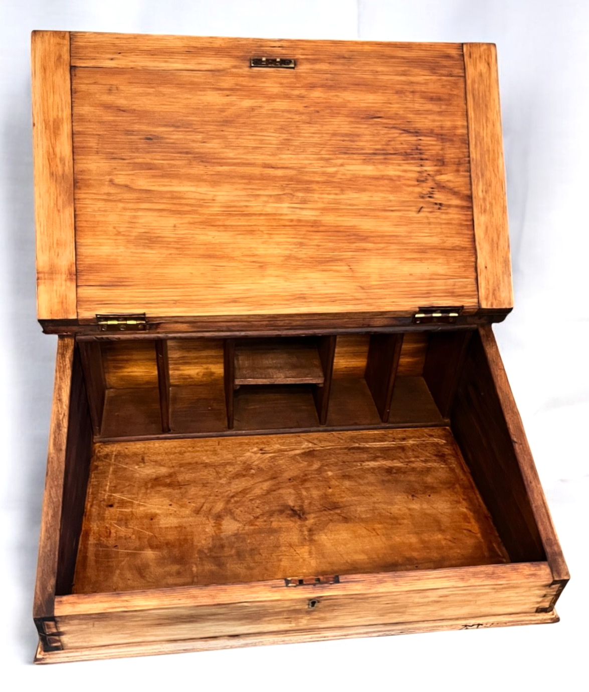 Antique Victorian Wooden Writing Slope Desk with Compartments 67×51×26cm