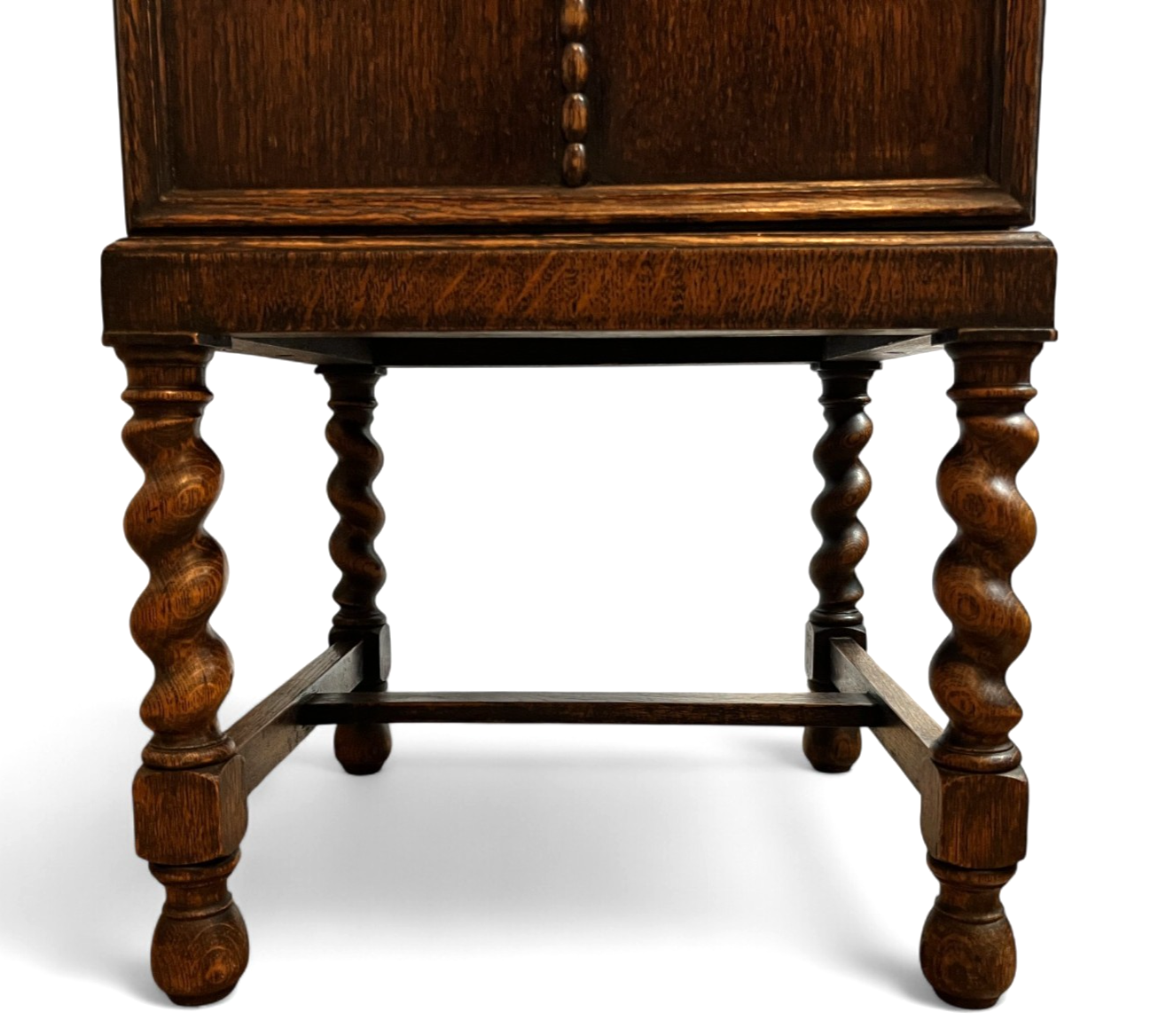 Antique Oak Cabinet with Barley Twist Legs Early 20th Century Bedside Cabinet