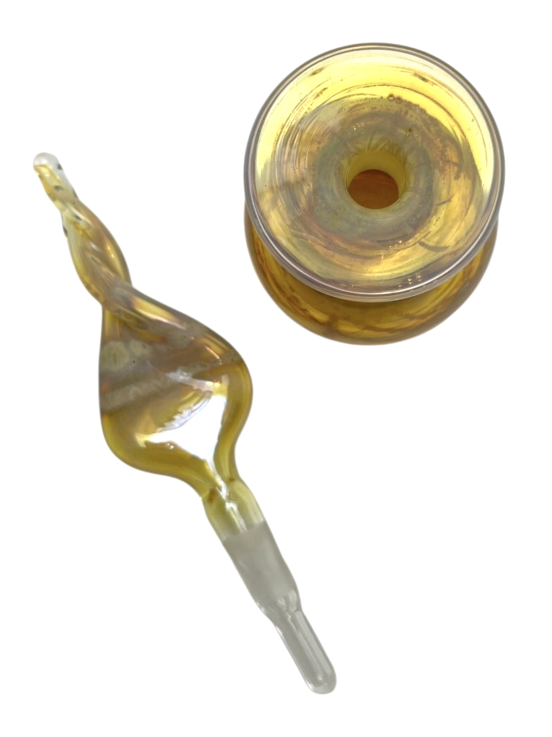 Vintage Amber Art Glass Perfume Bottle with Twisted Flame Stopper Hand Blown