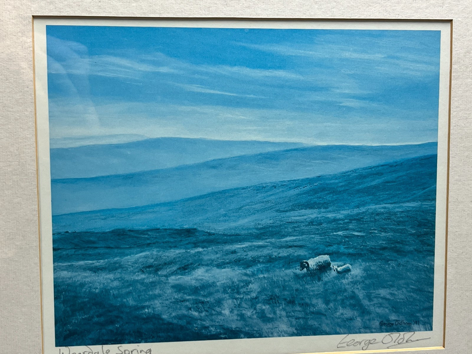 George Oldham “Weardale Spring” Signed Landscape Print 1991 — Framed North East