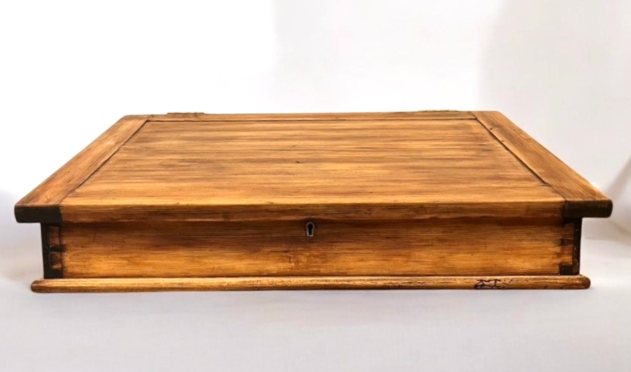 Antique Victorian Wooden Writing Slope Desk with Compartments 67×51×26cm