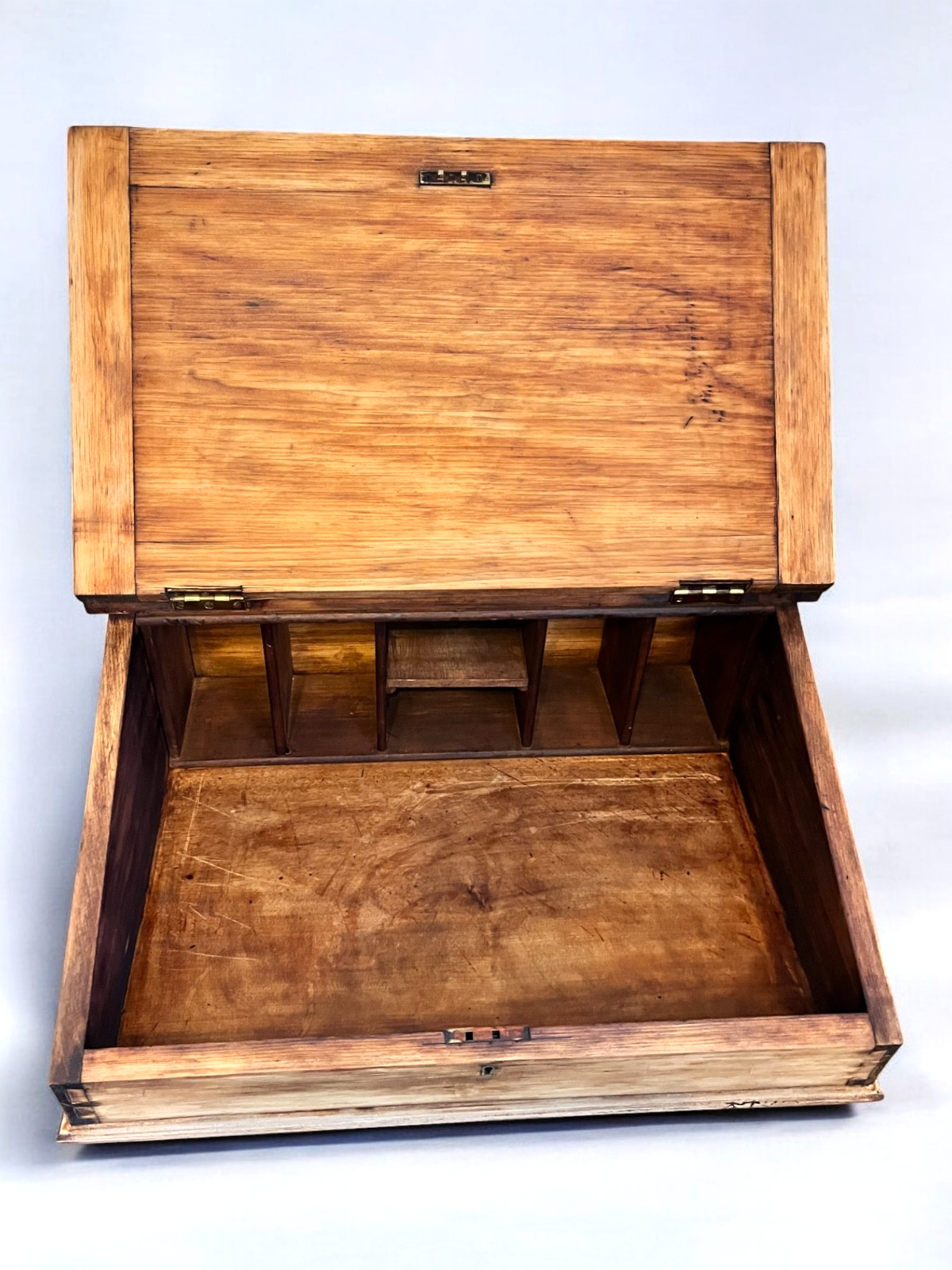 Antique Victorian Wooden Writing Slope Desk with Compartments 67×51×26cm
