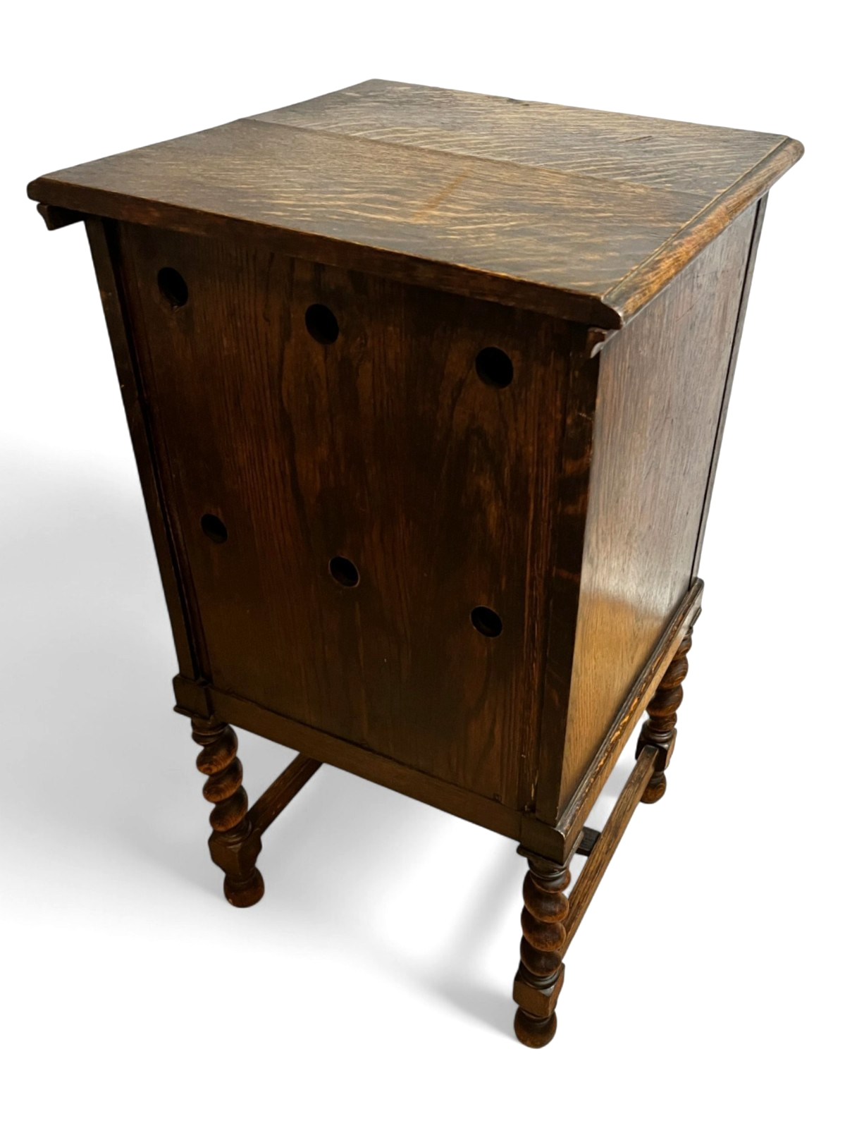 Antique Oak Cabinet with Barley Twist Legs Early 20th Century Bedside Cabinet