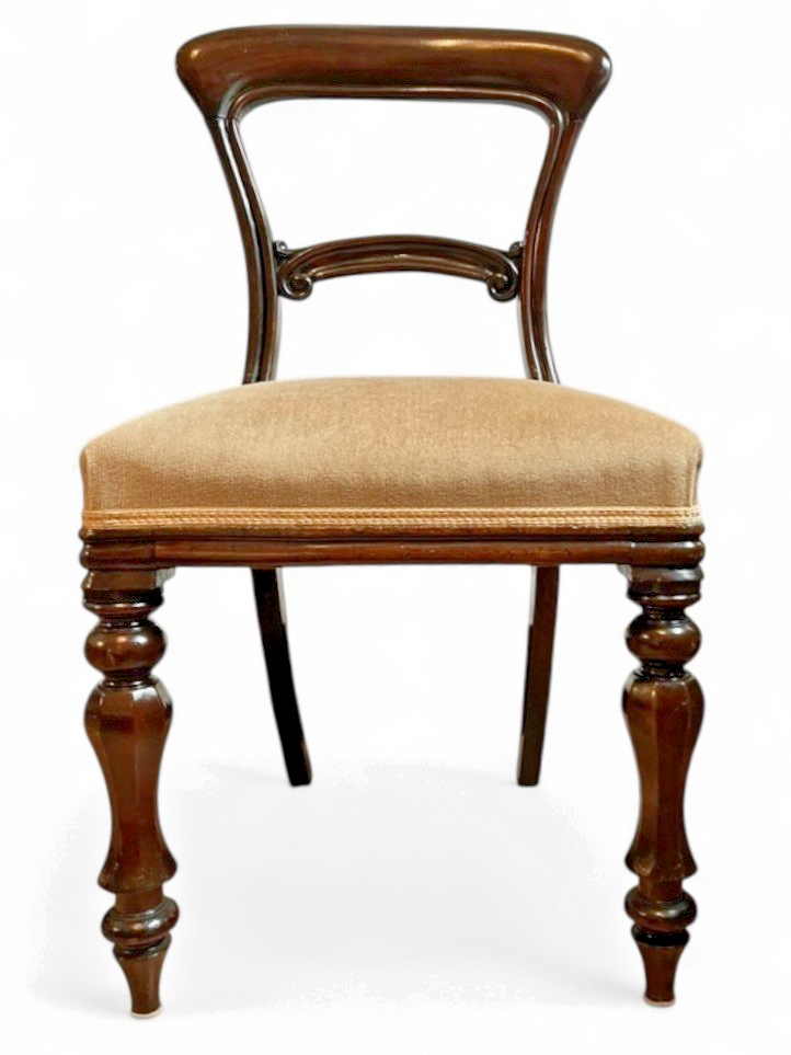 Pair or Single Antique Victorian Balloon Back Chair Mahogany Upholstered Seat