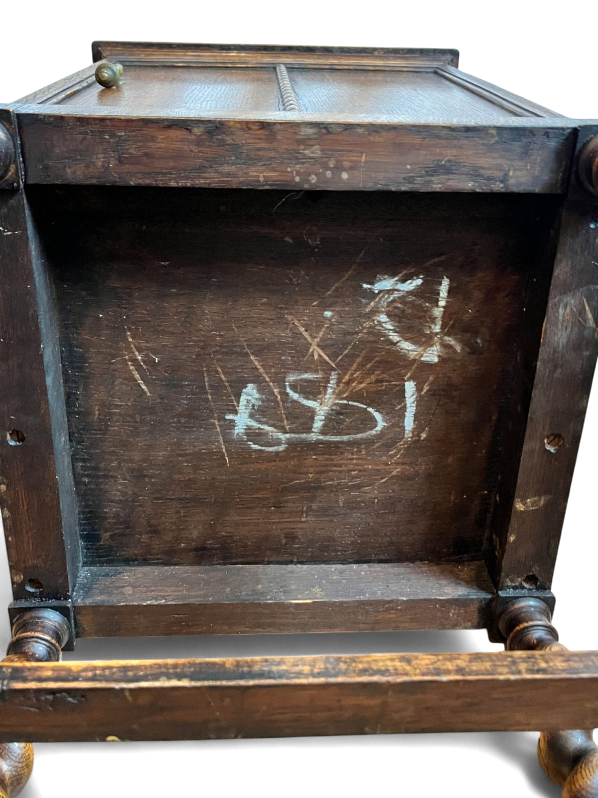 Antique Oak Cabinet with Barley Twist Legs Early 20th Century Bedside Cabinet