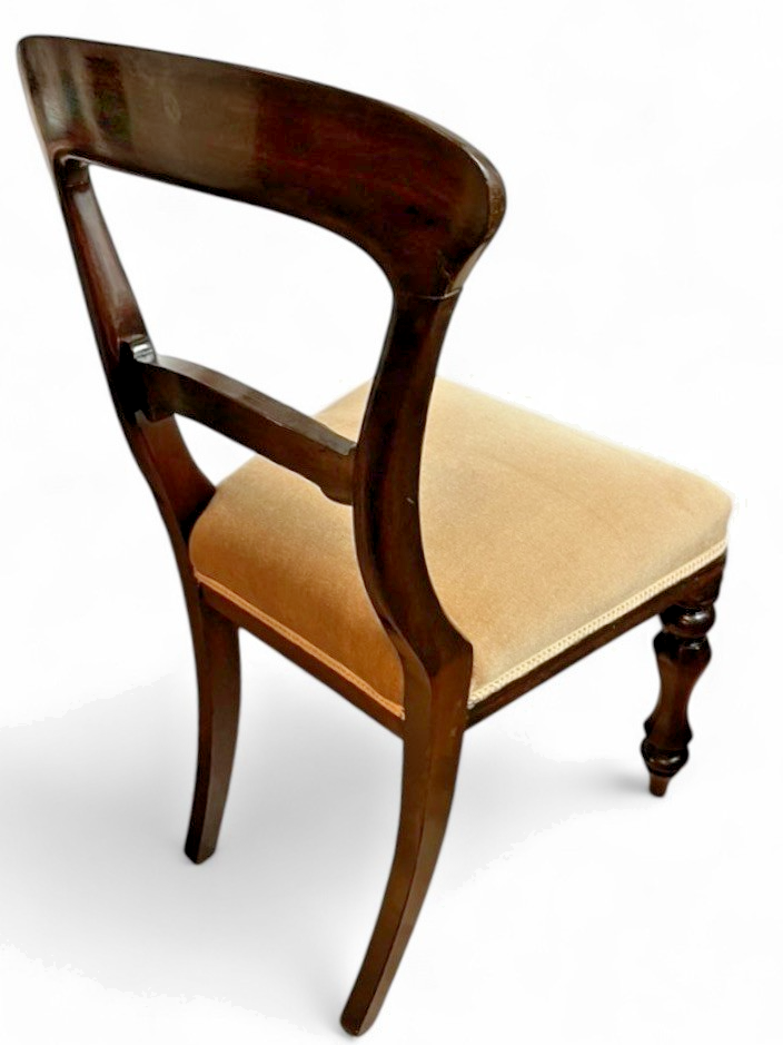 Pair or Single Antique Victorian Balloon Back Chair Mahogany Upholstered Seat