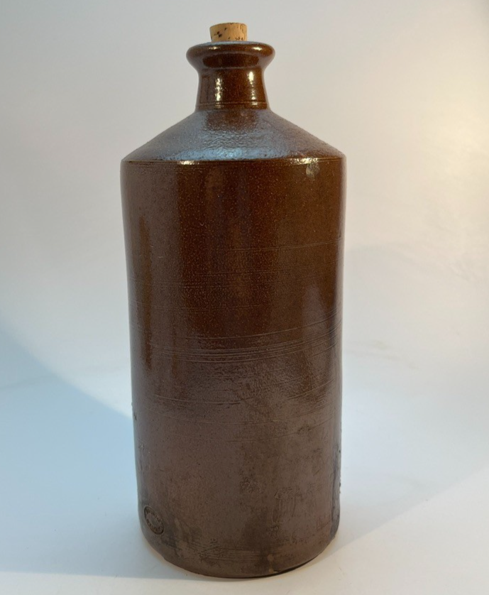 Antique Bourne Denby Salt Glazed Stoneware Flagon Bottle Jug with Cork