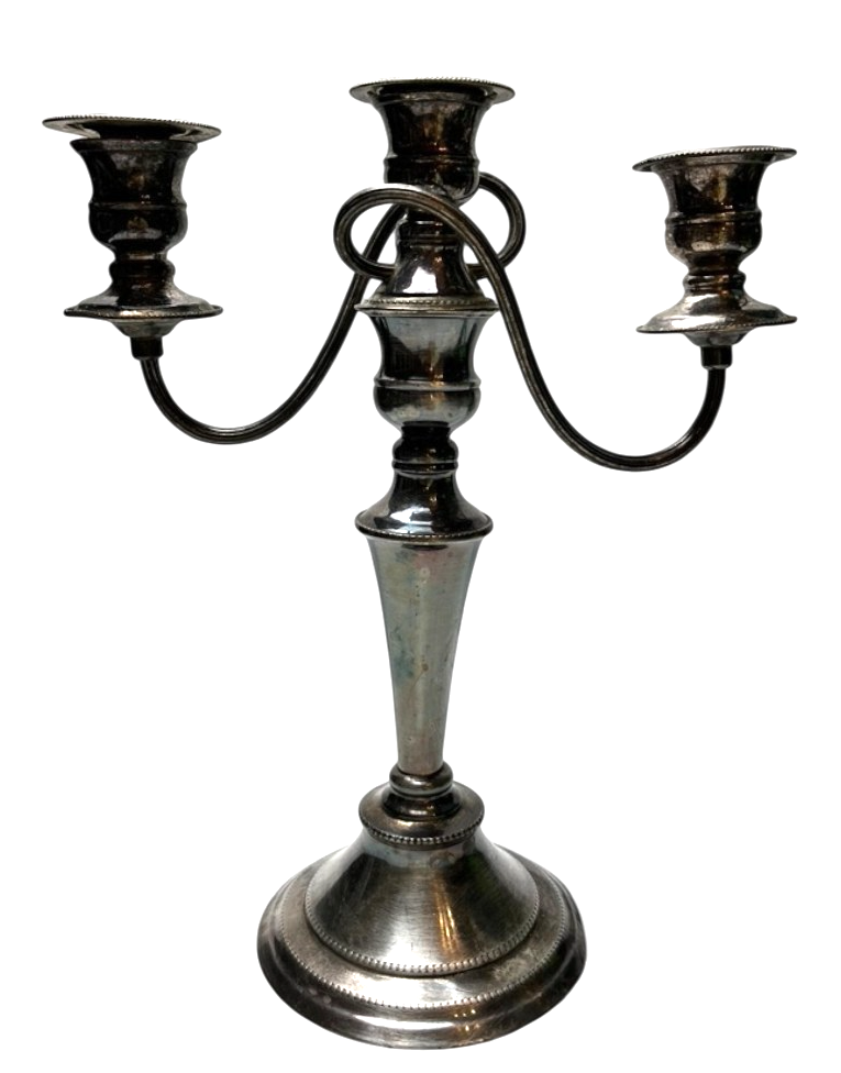 Vintage Silver Plated Three Arm Candelabra Ornate Table Centrepiece 33cm
