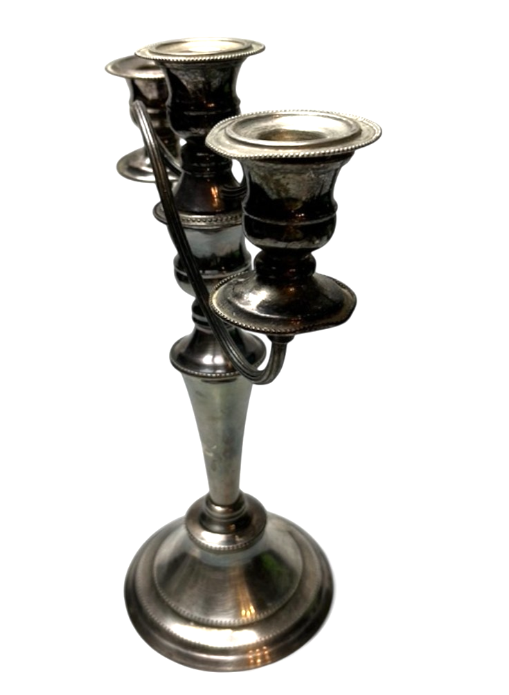 Vintage Silver Plated Three Arm Candelabra Ornate Table Centrepiece 33cm