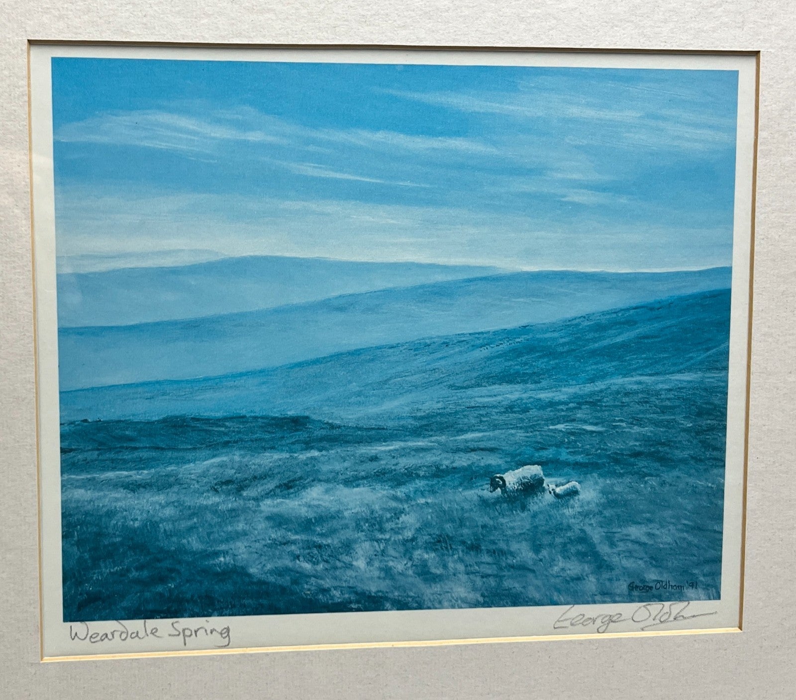 George Oldham “Weardale Spring” Signed Landscape Print 1991 — Framed North East