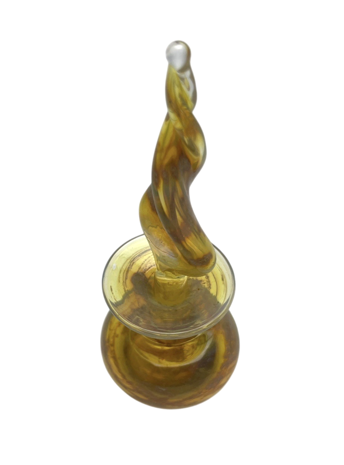 Vintage Amber Art Glass Perfume Bottle with Twisted Flame Stopper Hand Blown
