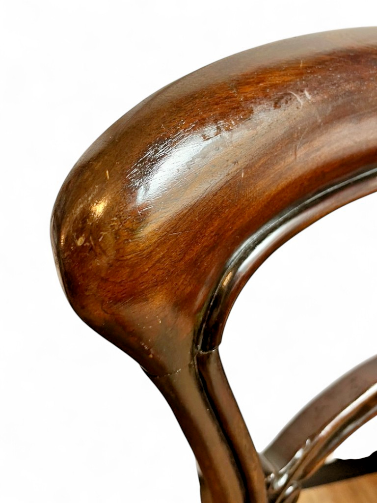Pair or Single Antique Victorian Balloon Back Chair Mahogany Upholstered Seat