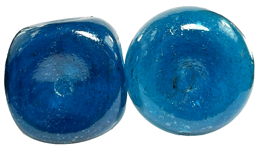 Pair of Egyptian Blue Recycled Glass Bud Vases – Hand Blown Textured Single Stem