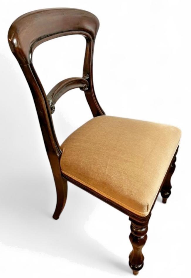 Pair or Single Antique Victorian Balloon Back Chair Mahogany Upholstered Seat