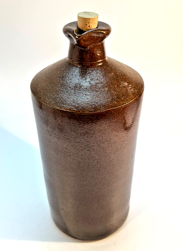 Antique Bourne Denby Salt Glazed Stoneware Flagon Bottle Jug with Cork