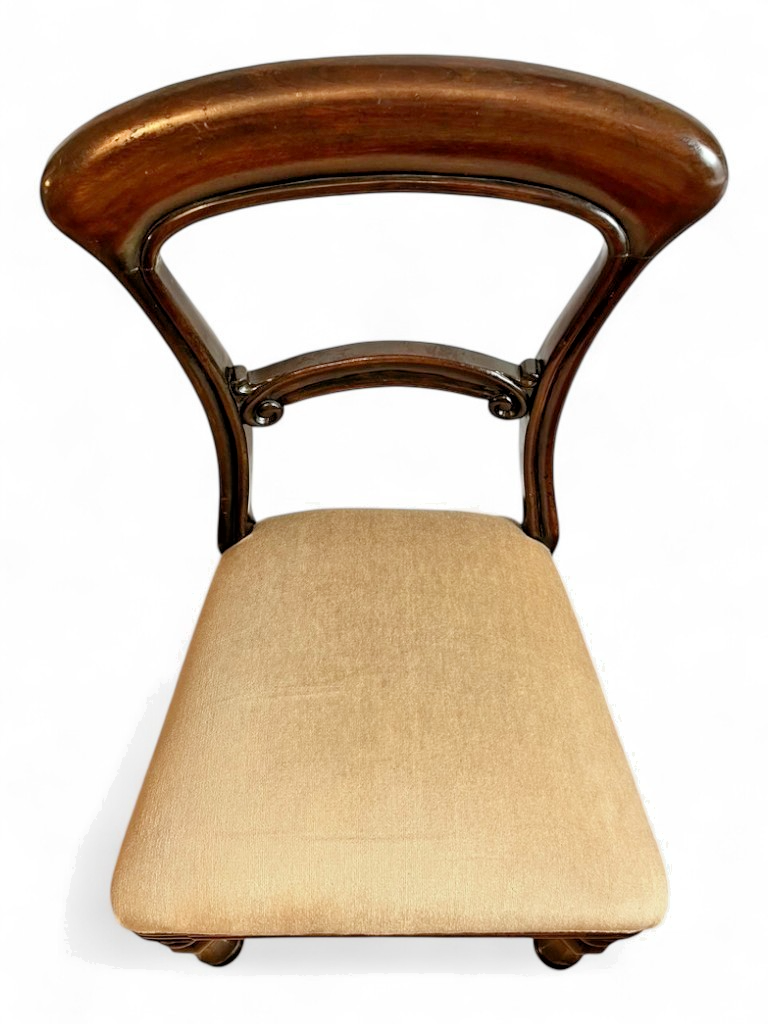 Pair or Single Antique Victorian Balloon Back Chair Mahogany Upholstered Seat