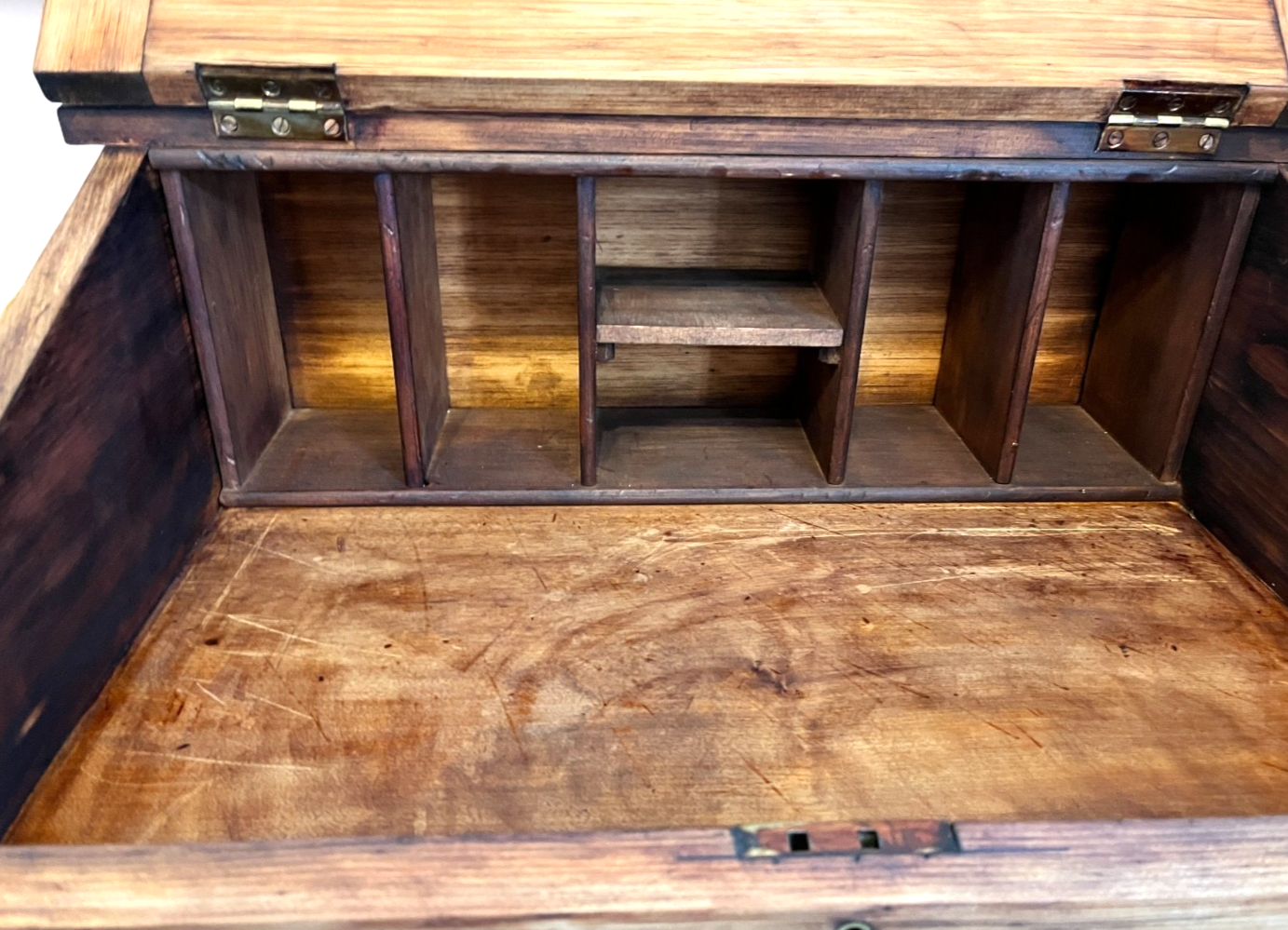 Antique Victorian Wooden Writing Slope Desk with Compartments 67×51×26cm