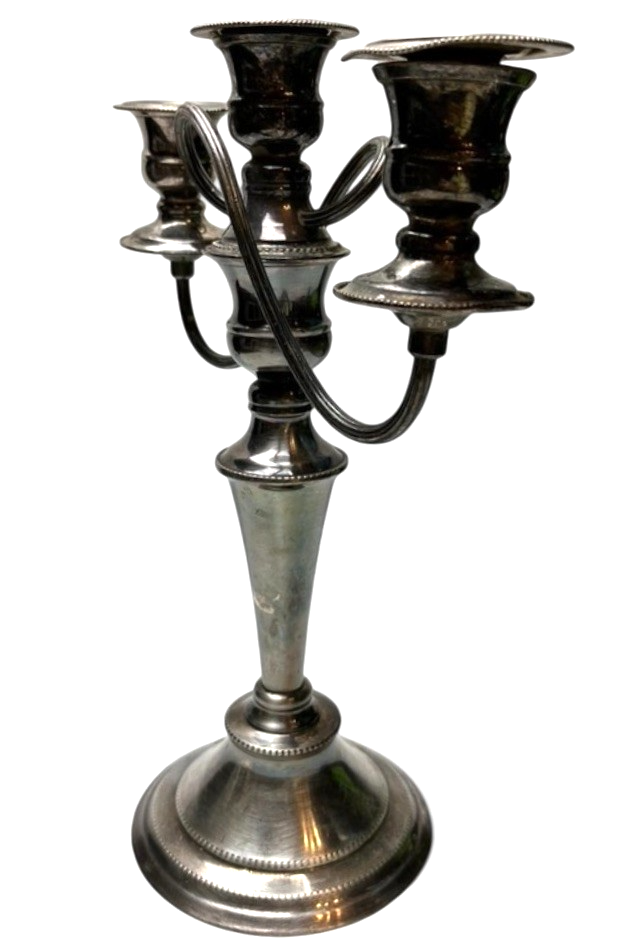 Vintage Silver Plated Three Arm Candelabra Ornate Table Centrepiece 33cm