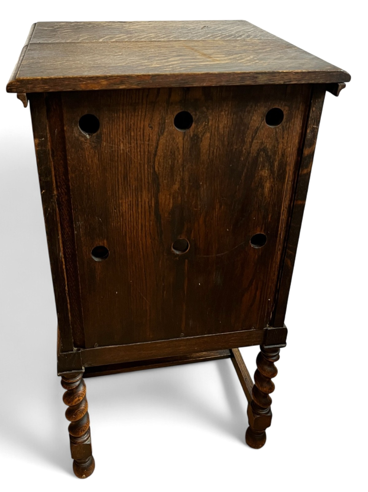 Antique Oak Cabinet with Barley Twist Legs Early 20th Century Bedside Cabinet