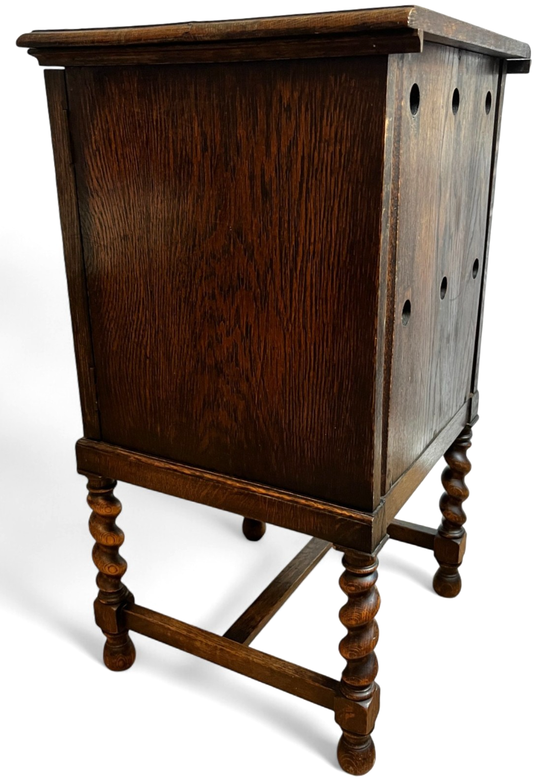 Antique Oak Cabinet with Barley Twist Legs Early 20th Century Bedside Cabinet
