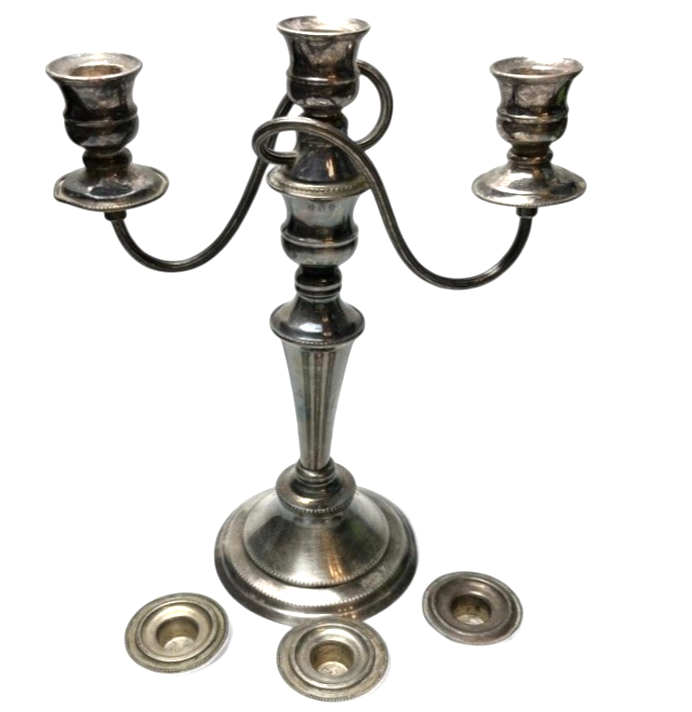 Vintage Silver Plated Three Arm Candelabra Ornate Table Centrepiece 33cm