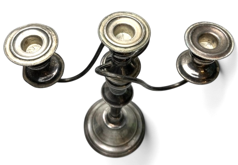 Vintage Silver Plated Three Arm Candelabra Ornate Table Centrepiece 33cm