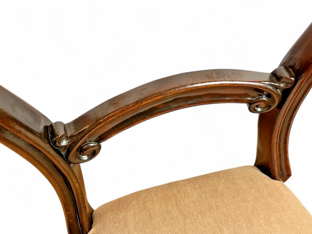 Pair or Single Antique Victorian Balloon Back Chair Mahogany Upholstered Seat