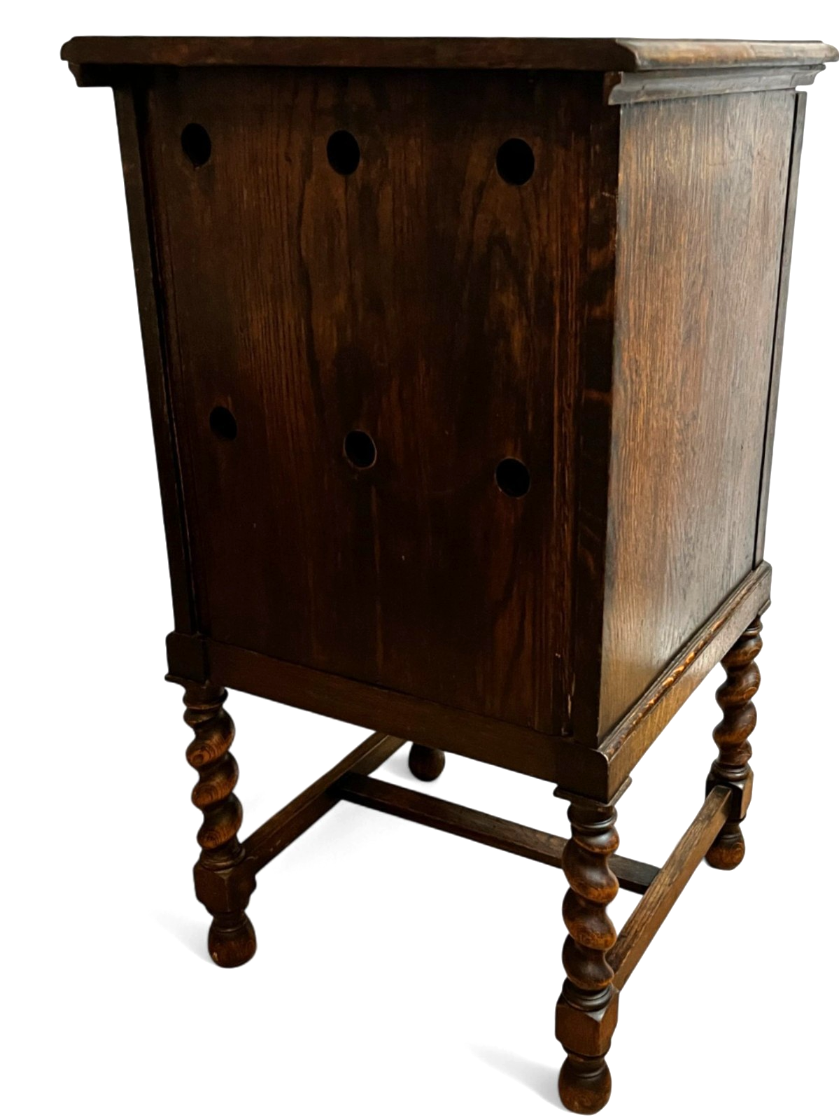 Antique Oak Cabinet with Barley Twist Legs Early 20th Century Bedside Cabinet