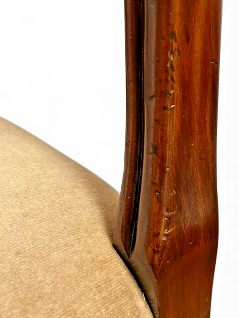 Pair or Single Antique Victorian Balloon Back Chair Mahogany Upholstered Seat