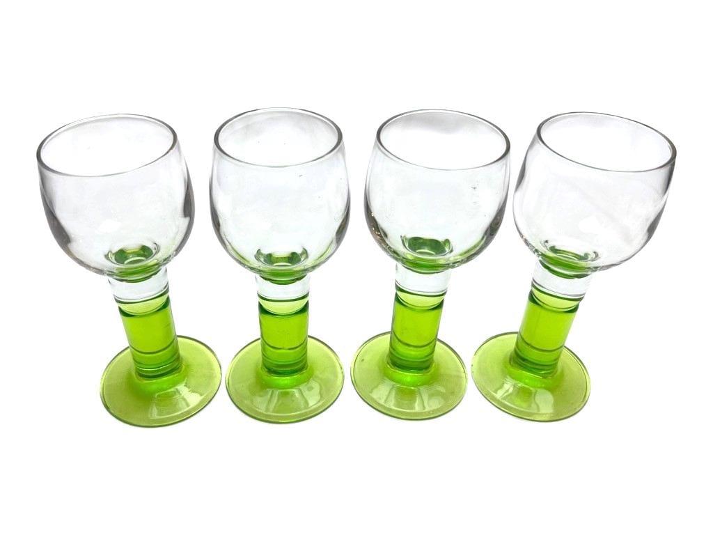 Set of 4 vintage bormioli rocco limoncino stemmed goblets mid century glasses