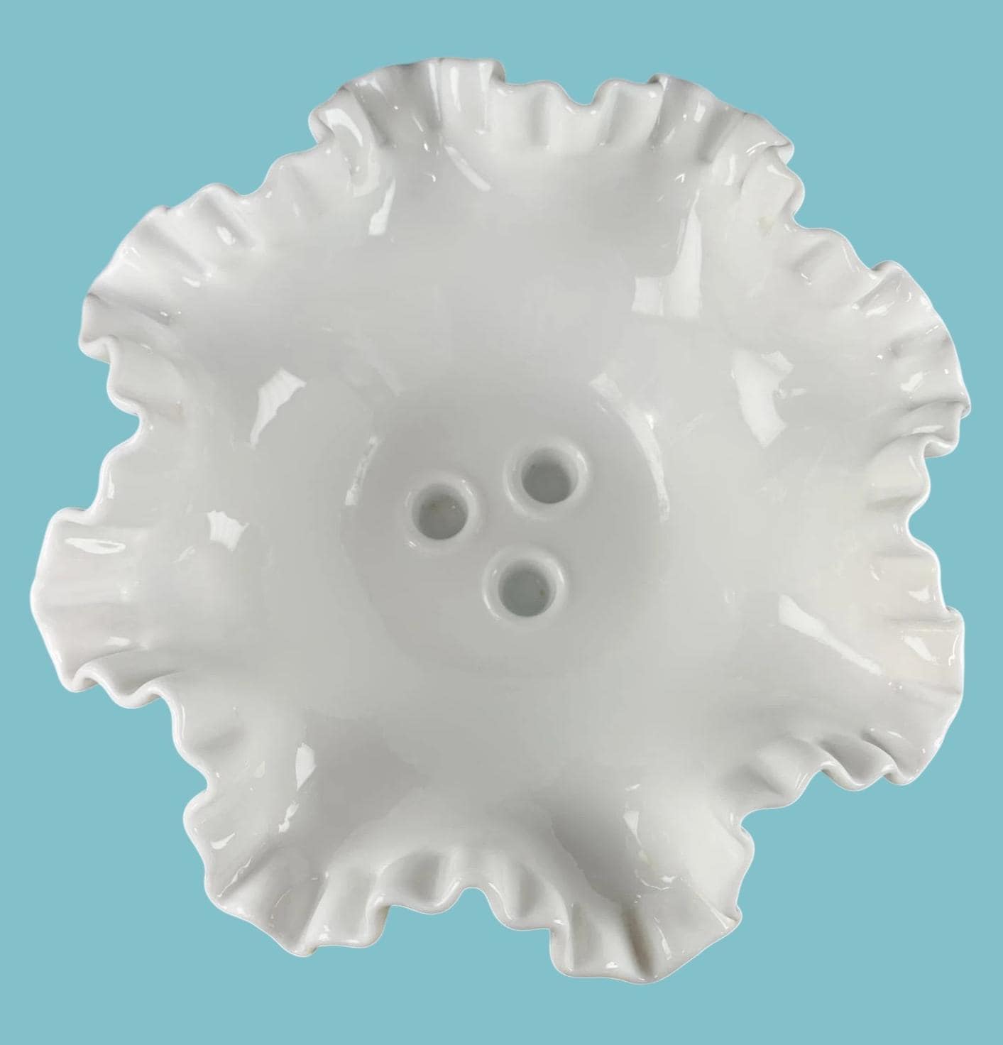 Art Deco Fenton Hobnail Milk Glass Pedestal Bowl Vintage White Vase 20cm