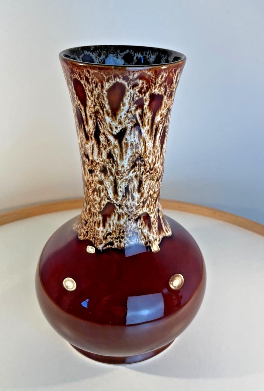 Mid century melba ware brown drip glaze lava vase 1970s h24cm vgc vintage vase