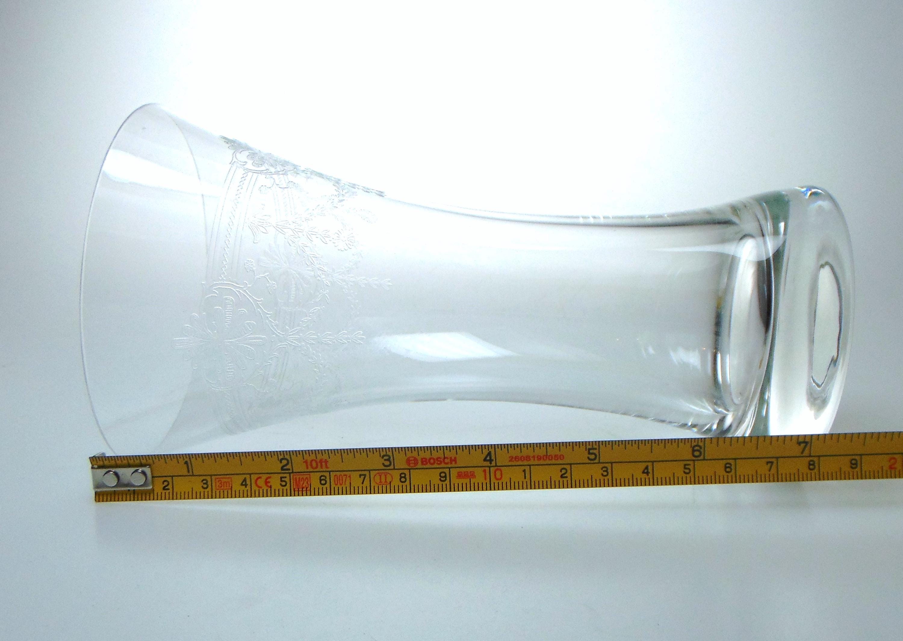 Crystal Vase with Etched Floral and Decorative Detailing