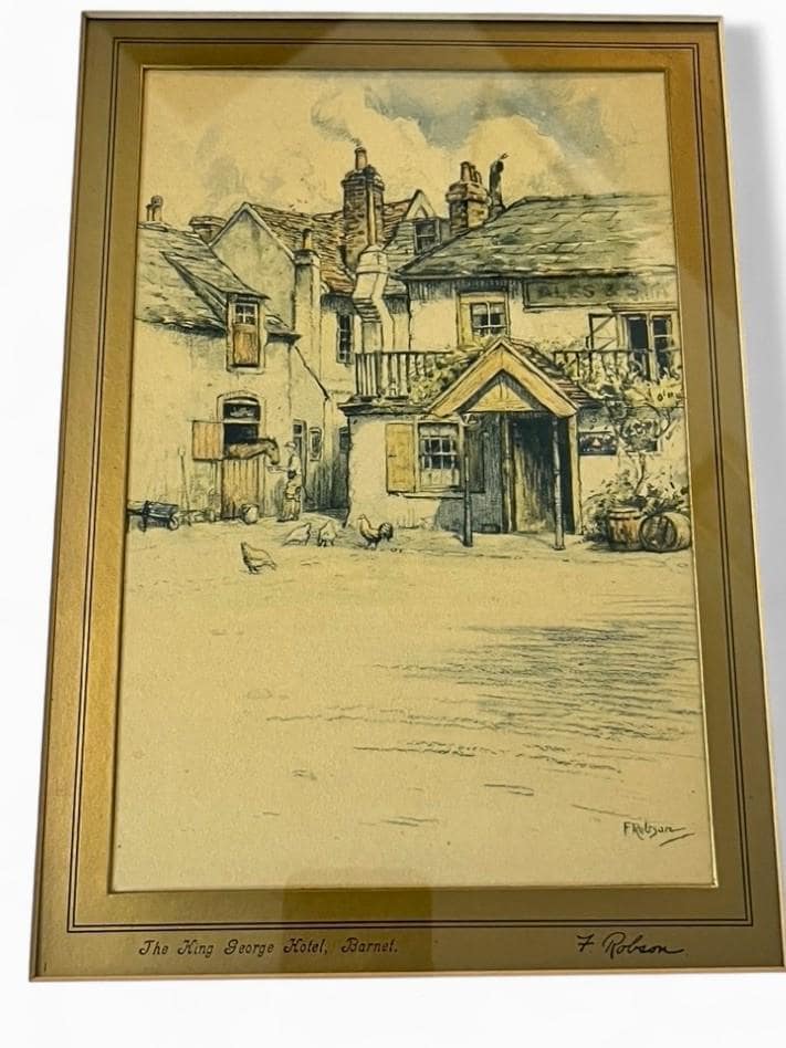 5 Vintage F. Robson Signed Prints English Architecture Scenes Framed
