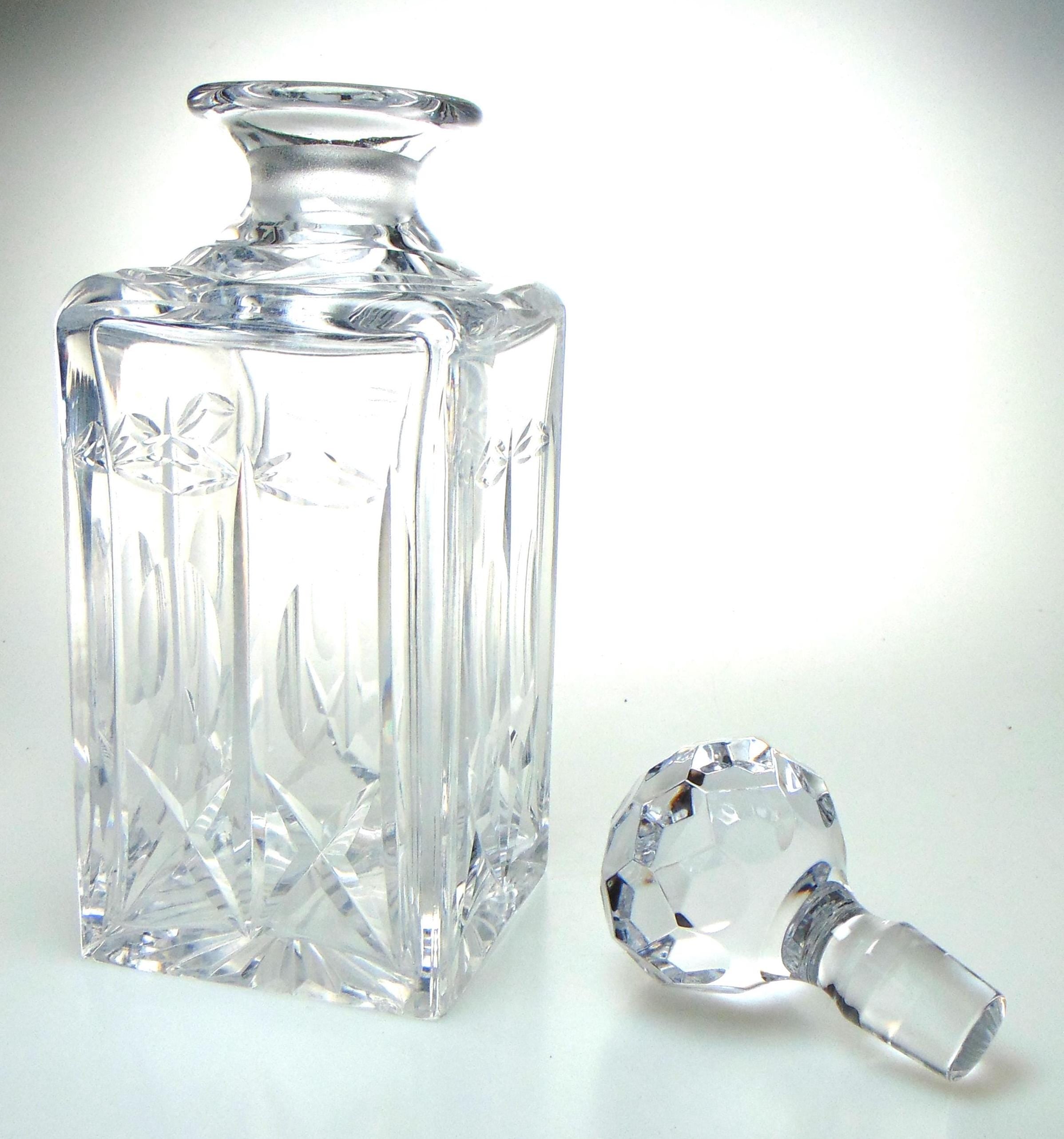 Webb Crystal Decanter: Vintage Square Brandy Whisky Decanter