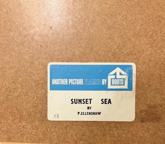 Mid Century Peter Ellenshaw Sunset Sea Framed Print 1967 Boots Wall Art Seascape