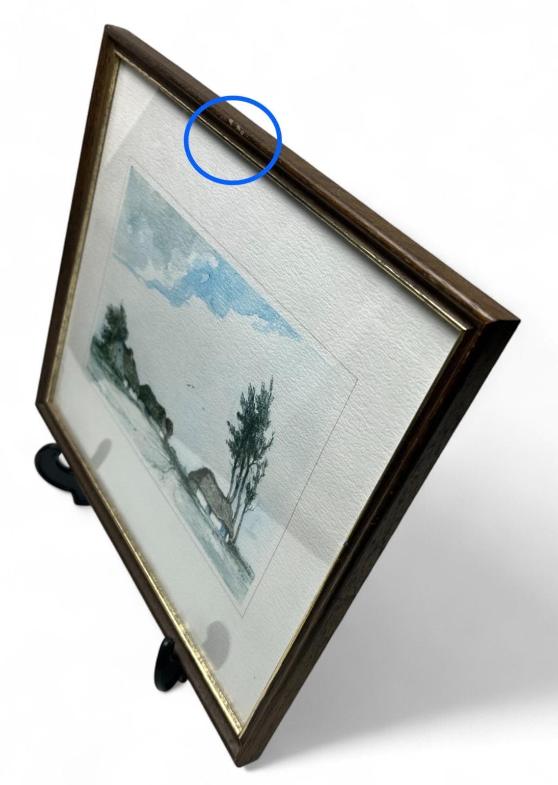 Framed Etching “In de Kempen” by Dirk Baksteen (1886–1971) Thatched Cottage