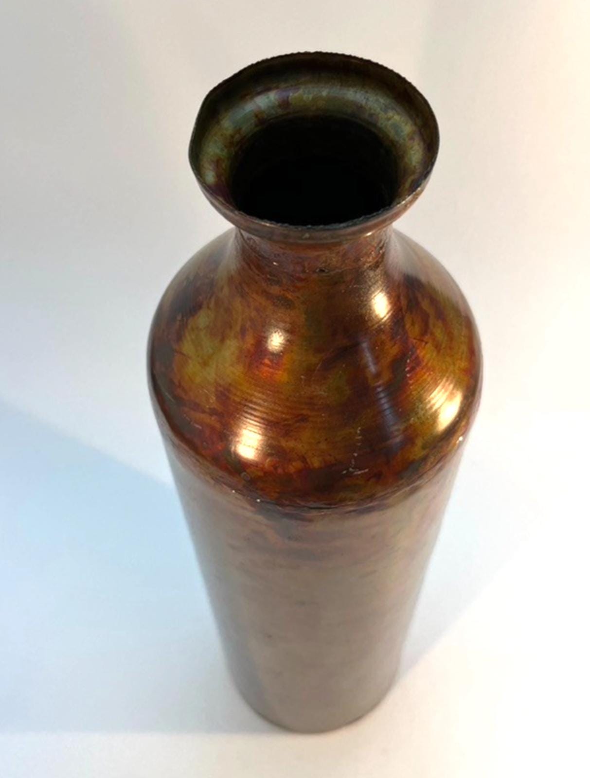 Vintage Iridescent Welded Metal Bottle - Industrial Decor (37.5cm Tall)