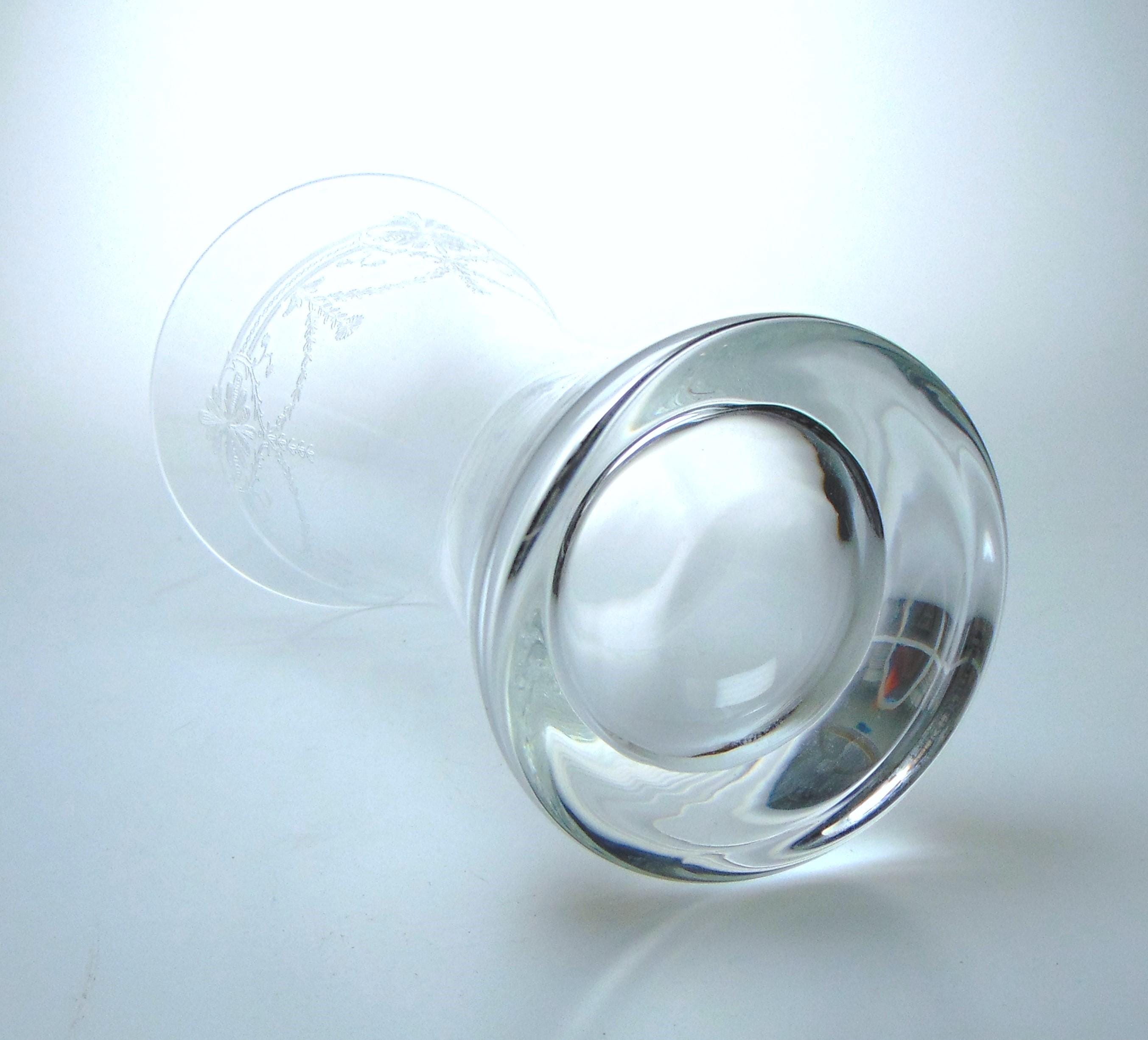 Crystal Vase with Etched Floral and Decorative Detailing