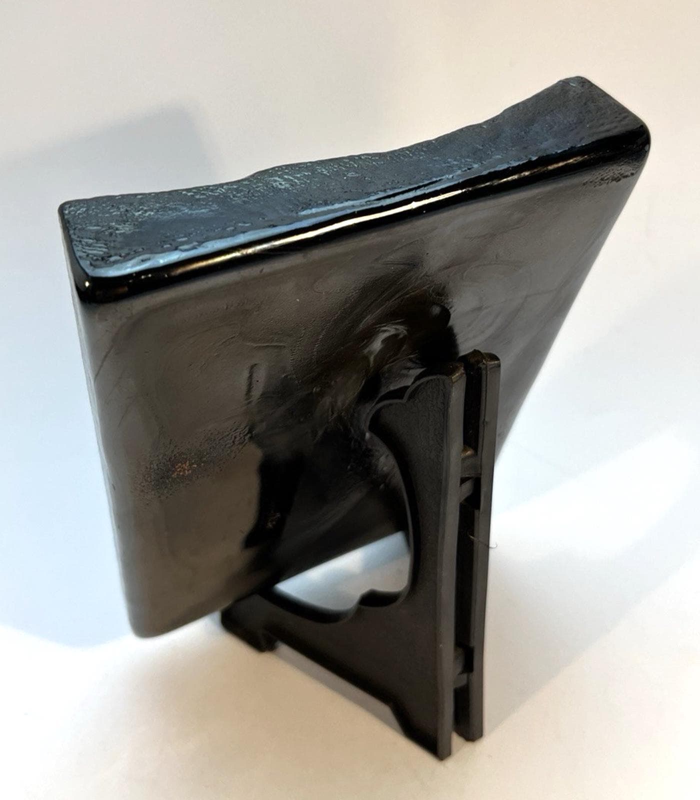 Vintage Nude Woman Plaque Black Ceramic Pottery Art Kneeling Female Figure, 18cm