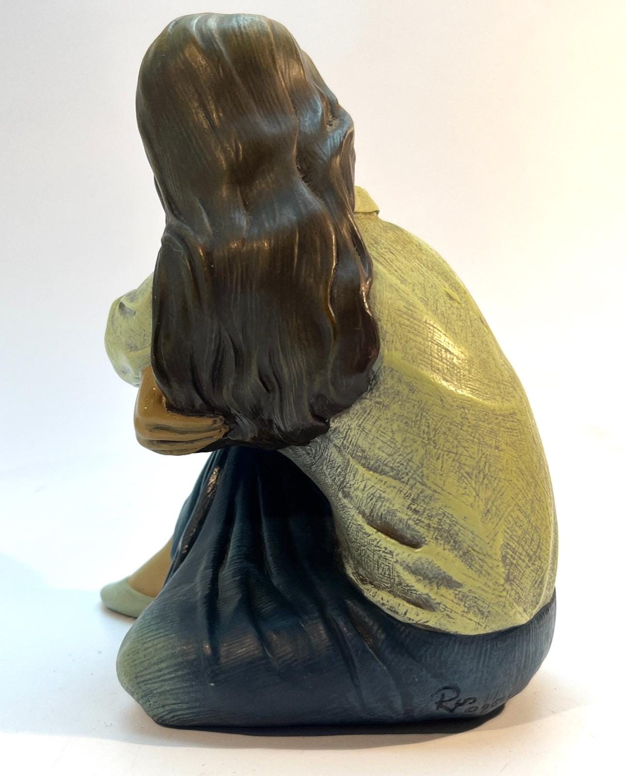 Vintage Enesco Figurine: Thinking of Him, Signed R.S. - 1998 Piazza Collection